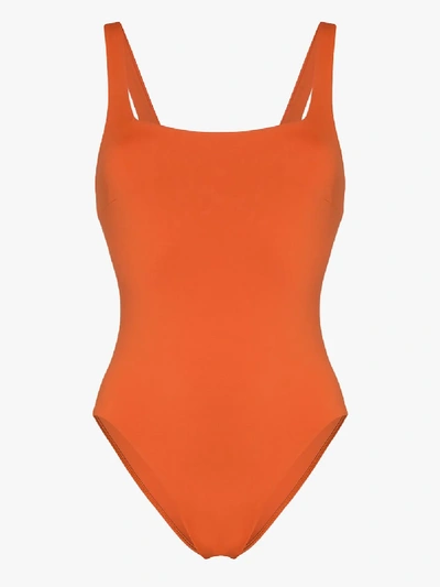 Shop Bondi Born Margot Square Neck Swimsuit In Orange