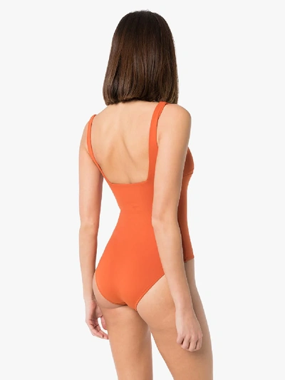Shop Bondi Born Margot Square Neck Swimsuit In Orange