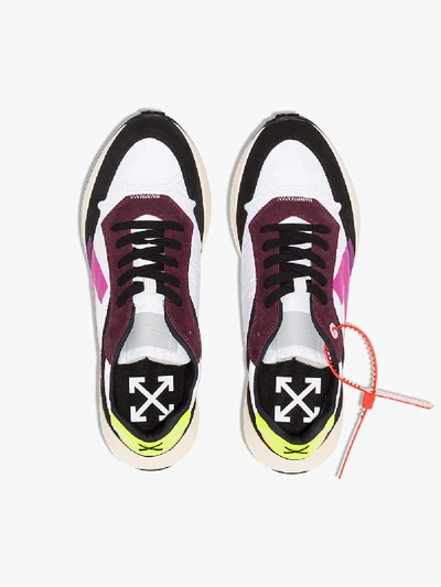 Shop Off-white Mens Black Multicoloured Arrow Print Leather Sneakers