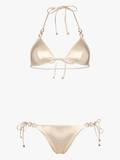 Shop Agent Provocateur Womens 107 - Metallic Brontie Side Tie Bikini