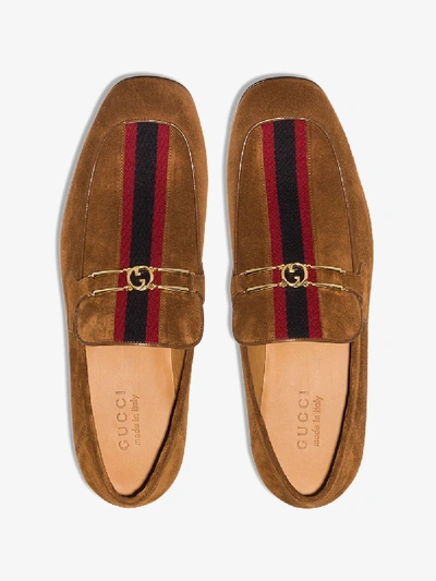 Shop Gucci Brown Phyllis Suede Loafers