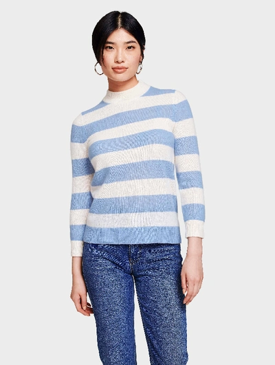 Shop White + Warren Cashmere Mariner Mockneck Sweater In Pearl White/seabreeze Blue