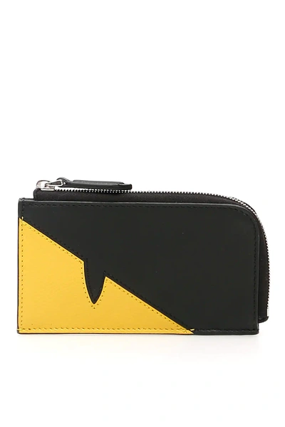 Shop Fendi Bag Bugs Cardholder In Black,yellow