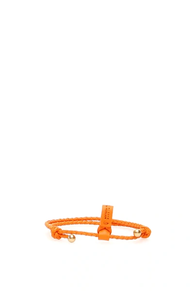 Shop Bottega Veneta Unisex Intrecciato Bracelet With Two Knots In Orange