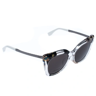 Pre-owned Fendi Clear Jungle/black Dark Ff 0179/f/s Cateye Sunglasses