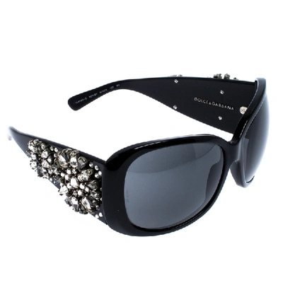 Pre-owned Dolce & Gabbana Black Dg 4040-g Crystal Embellished Oversize Sunglasses