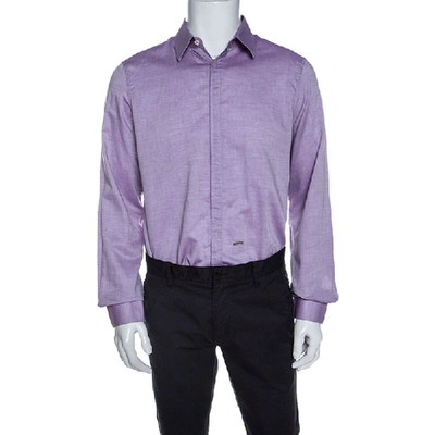 Pre-owned Dsquared2 Purple Chambray Cotton Button Front Shirt Xl