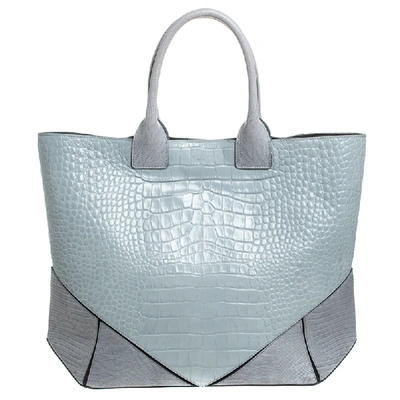Pre-owned Givenchy Grey Croc Embossed Leather Easy Tote