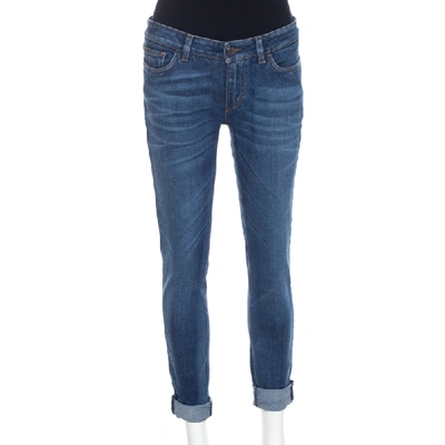 Pre-owned Dolce & Gabbana Indigo Dark Wash Denim Pretty Skinny Jeans M In Blue