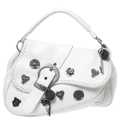 Pre-owned Dior White Leather Gaucho Alpine Saddle Bag