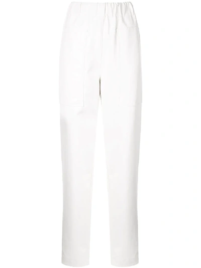 Shop Tibi Faux Leather Trousers In White