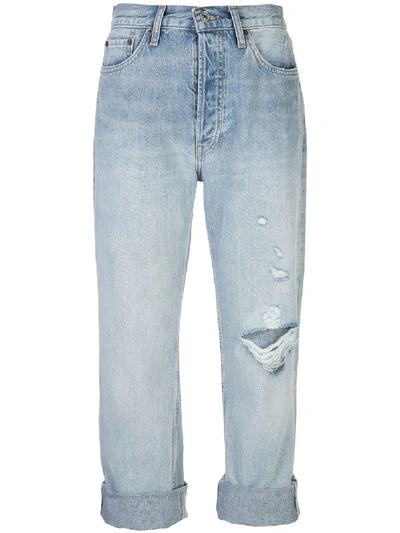 Shop Re/done Turn Up Jeans In Blue