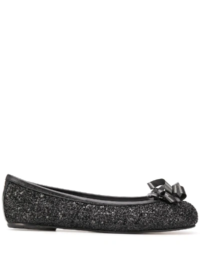 Shop Maison Margiela Tabi Glitter Ballerina Shoes In Black