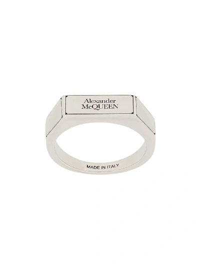 Shop Alexander Mcqueen Identity Ring In Silver