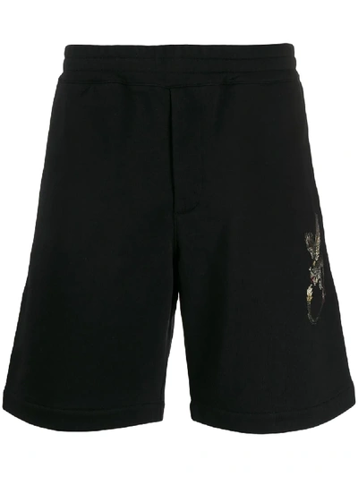 Shop Alexander Mcqueen Embroidered Track Shorts In Black