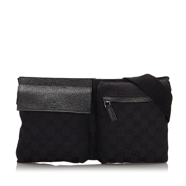 gucci canvas belt bag black