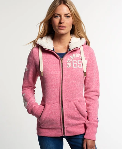 Superdry Borg Lined Applique Zip Hoodie In Pink | ModeSens