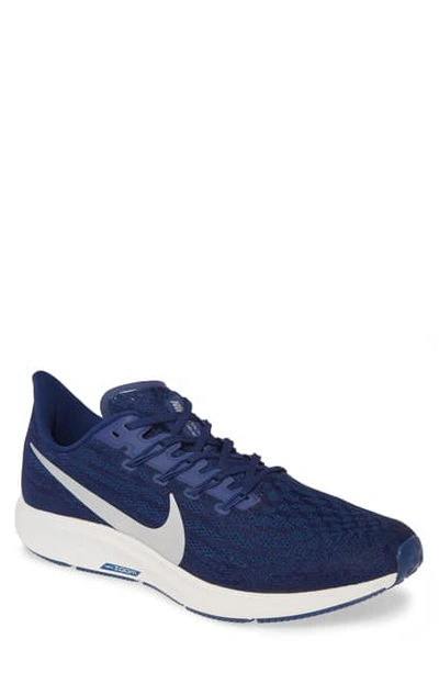 Shop Nike Air Zoom Pegasus 36 Running Shoe In Blue/ Metallic Silver/ Coastal