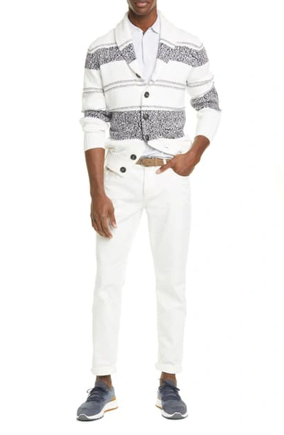 Shop Brunello Cucinelli Over Dye Stretch Cotton Jeans In White