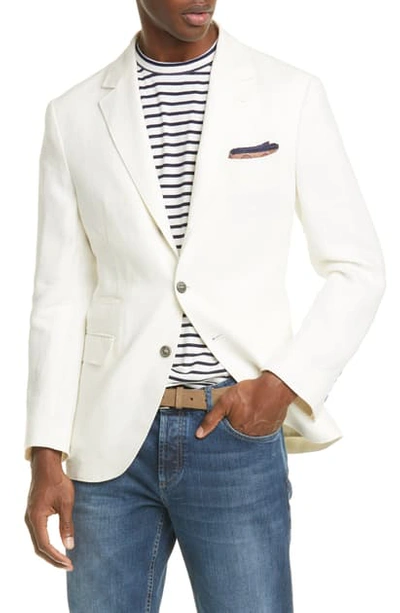 Shop Brunello Cucinelli Trim Fit Solid Linen Sport Coat In White