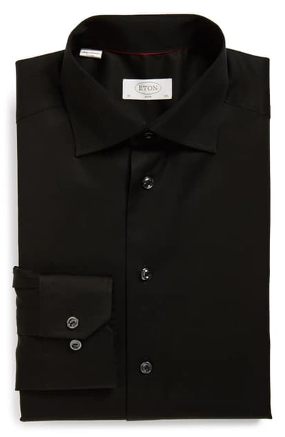 Shop Eton Slim Fit Twill Dress Shirt In Black