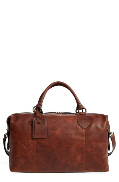 Shop Frye 'logan' Leather Overnight Bag In Cognac