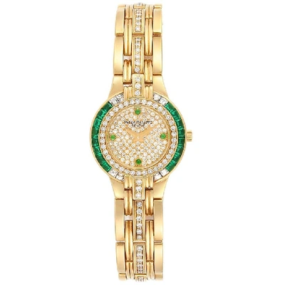 Shop Patek Philippe Yellow Gold Diamond Emerald Ladies Watch 4786 In Not Applicable