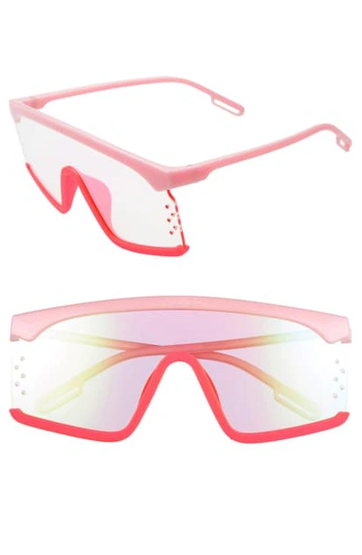 Shop Kenzo 140mm Shield Sunglasses In Shiny Pink/ Red