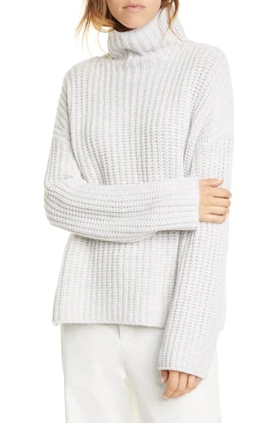Shop Vince Lofty Wool Blend Funnel Neck Sweater In Light Grey