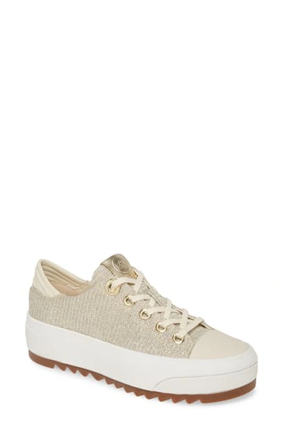 Shop Michael Michael Kors Keegan Lace-up Sneaker In Pale Gold Glitter