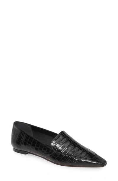 Shop Aeyde Aurora Flat In Black Croc Print