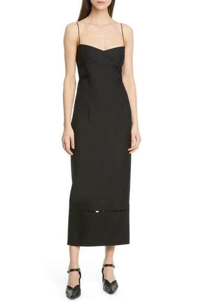 Shop Khaite Deirdre Cotton Twill Midi Dress In Black