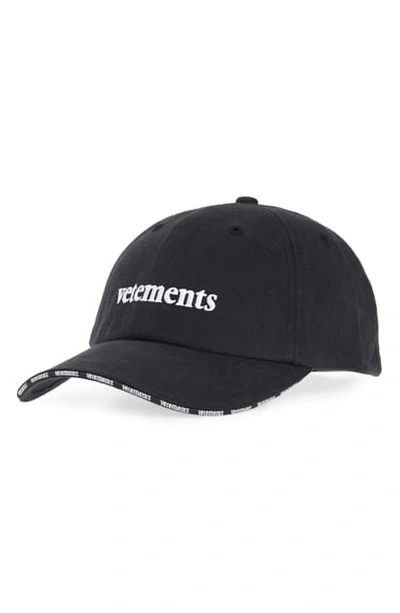 Shop Vetements New Logo Cotton Baseball Cap In Black