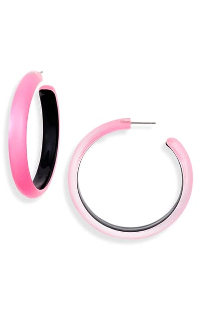 Shop Alexis Bittar Large Hoop Earrings In Neon Pink