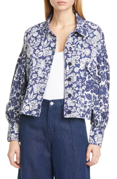 Shop Ulla Johnson Griffin Floral Denim Jacket In Floral Patchwork