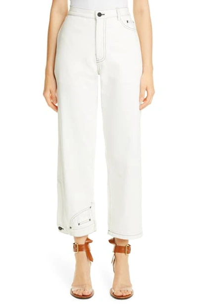 Shop Monse High Waist Crop Wide Leg Jeans In White