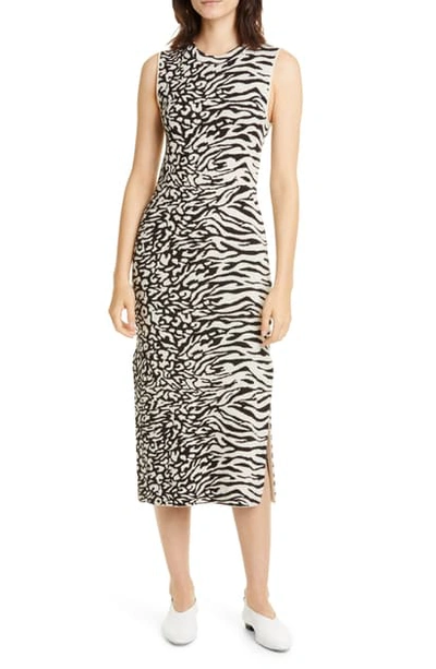 Shop Proenza Schouler Zebra & Leopard Jacquard Midi Dress In Ecru/ Black