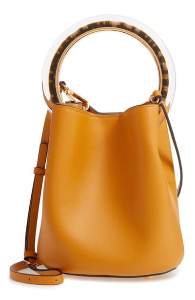 Shop Marni Pannier Top Handle Leather Bucket Bag In Gold