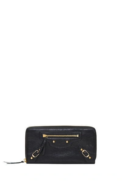 Shop Balenciaga Continental Zip Around Wallet In Nero