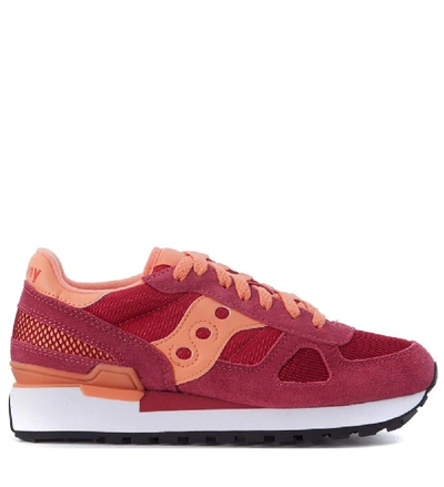 Shop Saucony Sneaker  Shadow In Fuchsia And Pink Suede And Fabric Mesh In Rosa
