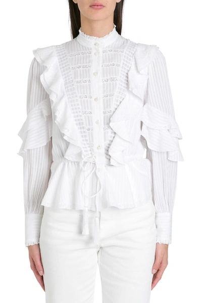 Shop Etro Betulla Blouse With Ruffles In Bianco