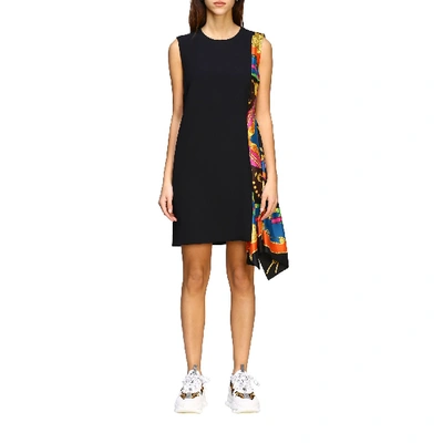 Shop Versace Dress With Silk Insert With Rodeo Print In Black