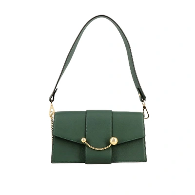 Shop Strathberry Mini Crescent Leather Shoulder Bag In Green