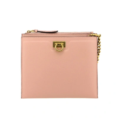 Shop Ferragamo Trifolio Hook Leather Bag In Pink