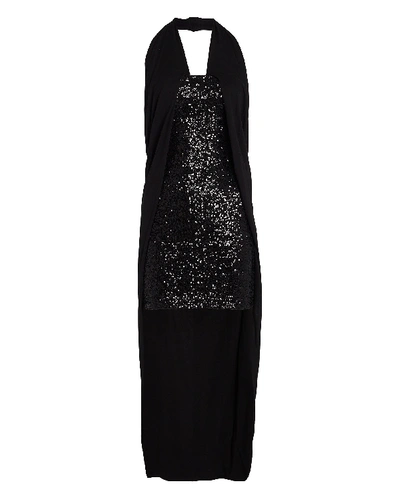 Shop Balmain Draped Crepe Sequin Dress In Black