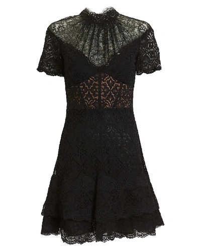 Shop Jonathan Simkhai Mixed Lace Bustier Mini Dress In Black