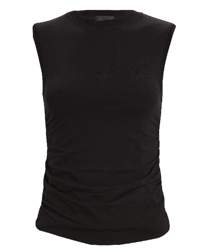 Shop Atm Anthony Thomas Melillo Ruched Pima Cotton Top In Black