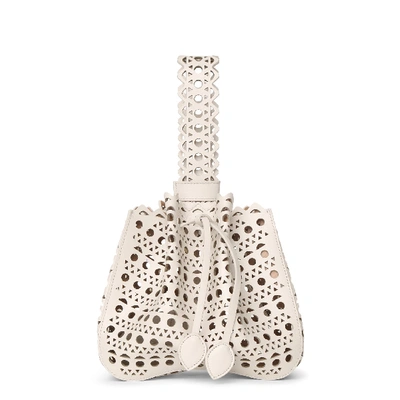 Shop Alaïa Rose Marie 19 Cream Bracelet Bag In White