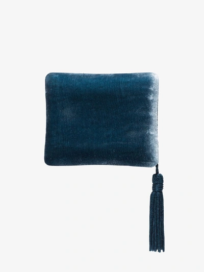 Shop Sophie Bille Brahe Tassel-trimmed Velvet Jewellery Case In Blue