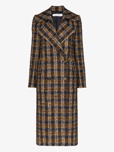 Shop Victoria Beckham Double-breasted Tweed Coat In Blue